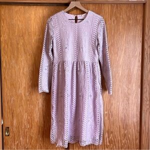 Tea n Rose Lavender Purple Lace Long Sleeve Dress